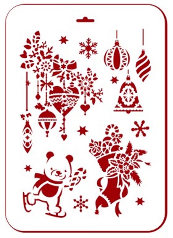 Трафареты новогодние Рождественские игрушки, Трафарет-Дизайн 