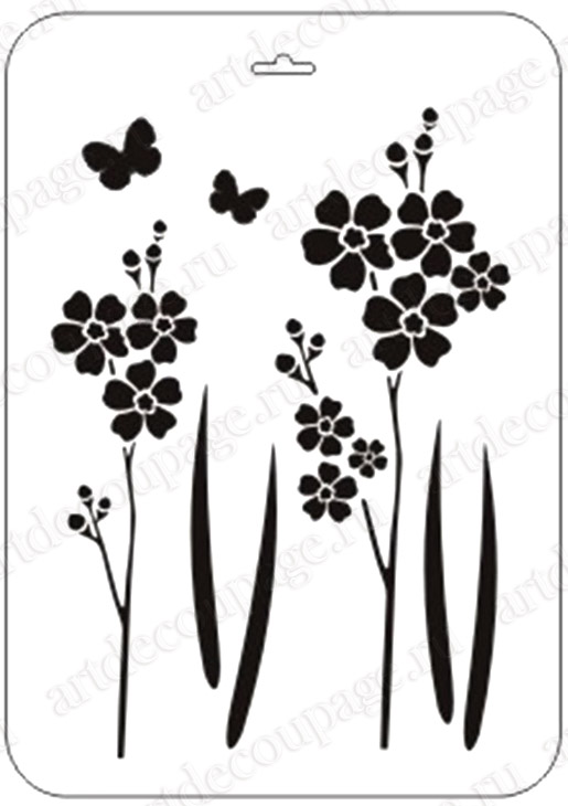 Набор для творчества трафареты 3 вида + фольга 5 листов Цветы 26х10,5 см