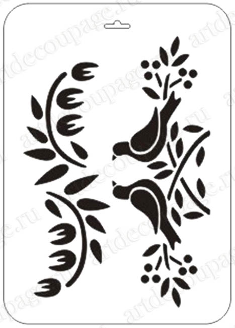Трафареты для декора и росписи Птицы на ветке Трафарет-Дизайн