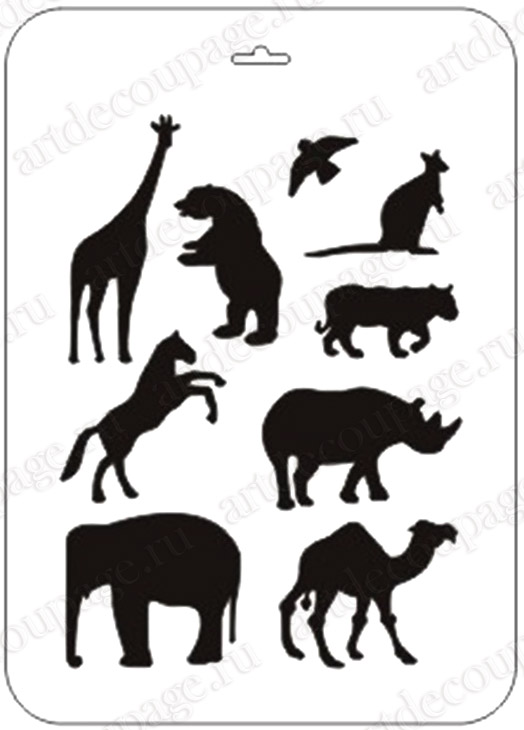 Трафареты для декора Африканские животные, купить в Москве магазин рукоделия АртДекупаж