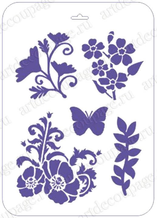 Трафареты для росписи Цветы и бабочка, Event Design, купить