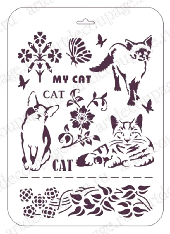 Трафареты кошек для декора и декупажа Трафарет-Дизайн