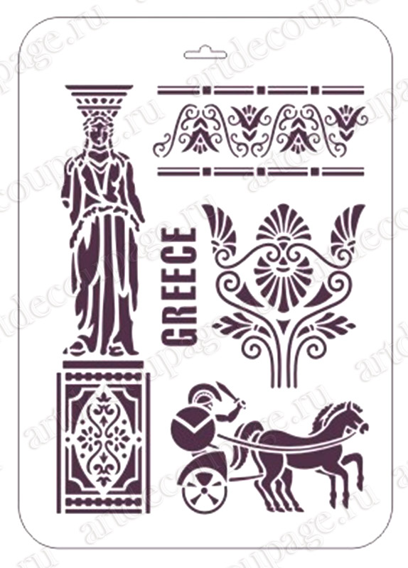 Трафареты для декупажа и росписи греческий орнамент колесница Design