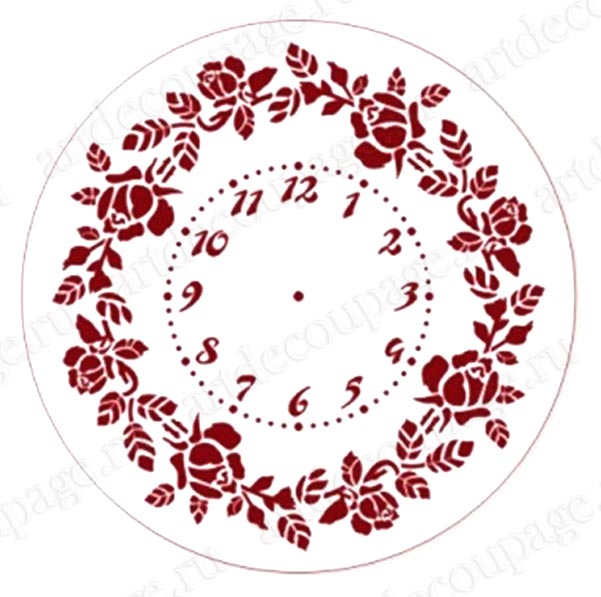 Трафареты для часов циферблат с розами25см Трафарет-Дизайн, купить