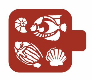 Трафарет для росписи Модуль Море Рыбы и раковины Трафарет-Дизайн 9х9 см