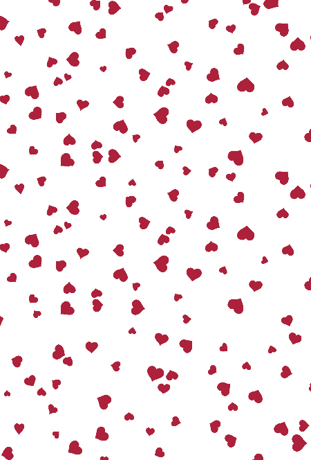 Бумага для скрапбукинга двусторонняя Сердечки красные на белом фоне