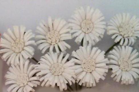 Декоративные бумажные цветы маргаритки белые для скрапбукинга и флористики