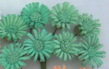 Декоративные бумажные цветы маргаритки бирюзовые для скрапбукинга и флористики