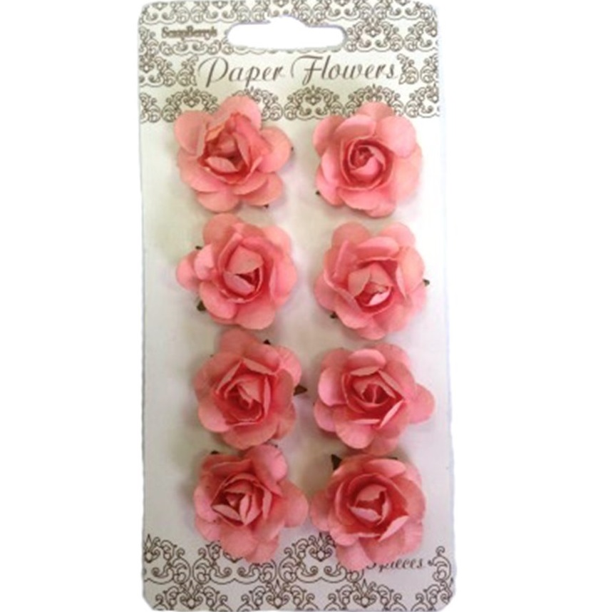 Декоративные бумажные цветы розочки персиковые для скрапбукинга и флористики