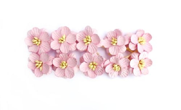Бумажные цветы вишни светло-розовые для скрапбукинга, флористики, топиария, купить