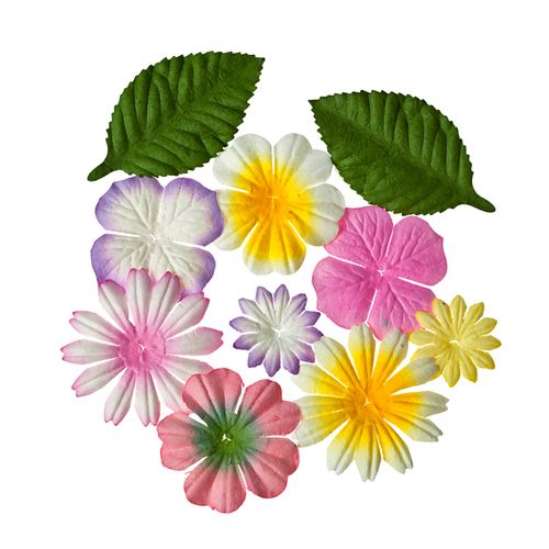 Цветы и листья из шелковичной бумаги декоративные для скрапбукинга, флористики