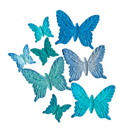 Набор украшений для скрапбукинга, синие бабочки из шелковичной бумаги