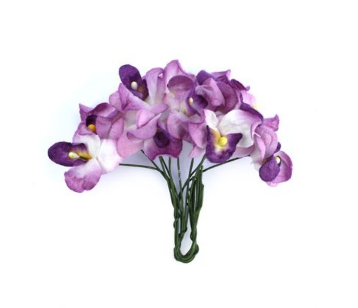 Бумажные цветы для скрапбукинга и декора Орхидеи фиолетовые