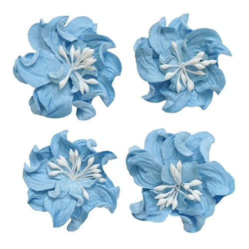 Бумажные цветы Фиалки кудрявые небесно-голубые для скрапбукинга и декора, купить