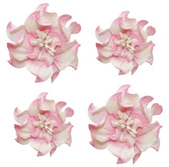 Бумажные цветы Фиалки кудрявые бело-розовые для скрапбукинга и декора, купить
