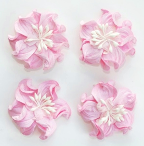 Бумажные цветы Фиалки кудрявые розовые для скрапбукинга и декора, купить
