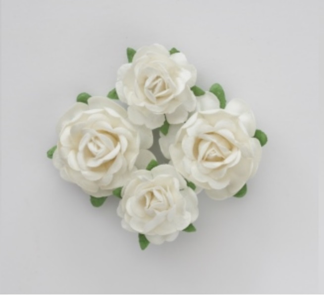 Цветы розы белые из бумаги для скрапбукинга и декора