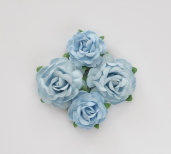 Цветы розы голубые для скрапбукинга и декора