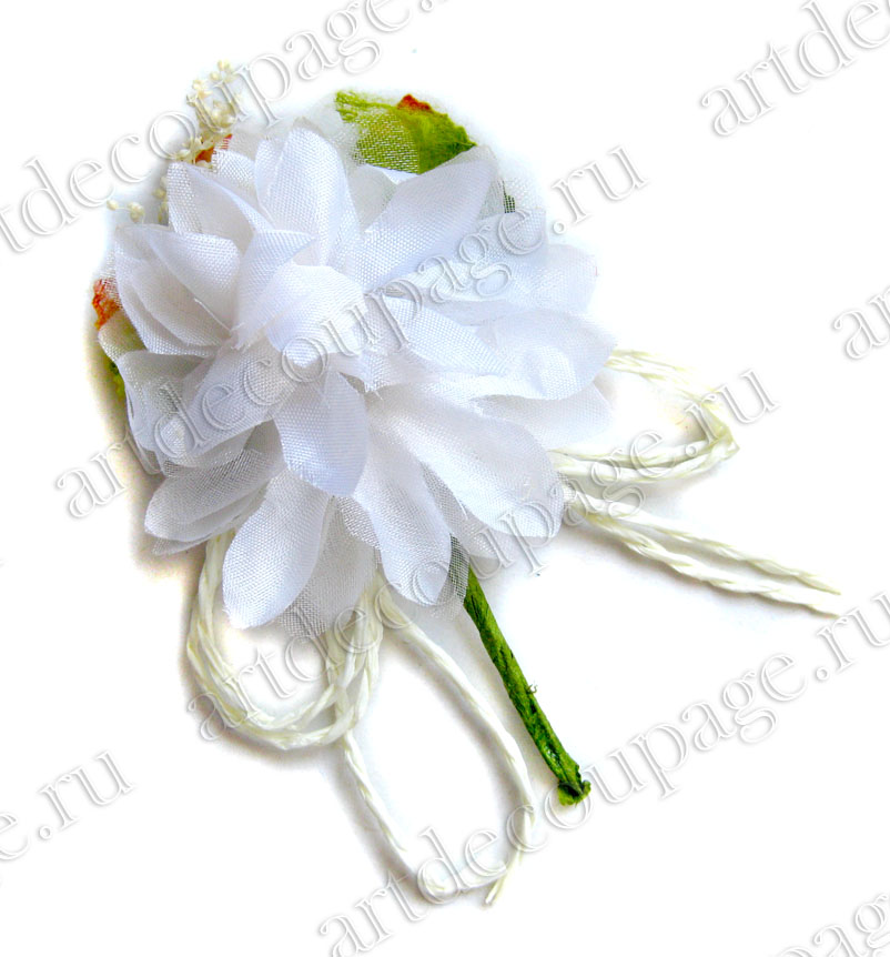 Цветы для скрапбукинга тканевые, белый букетик с сухоцветом, купить