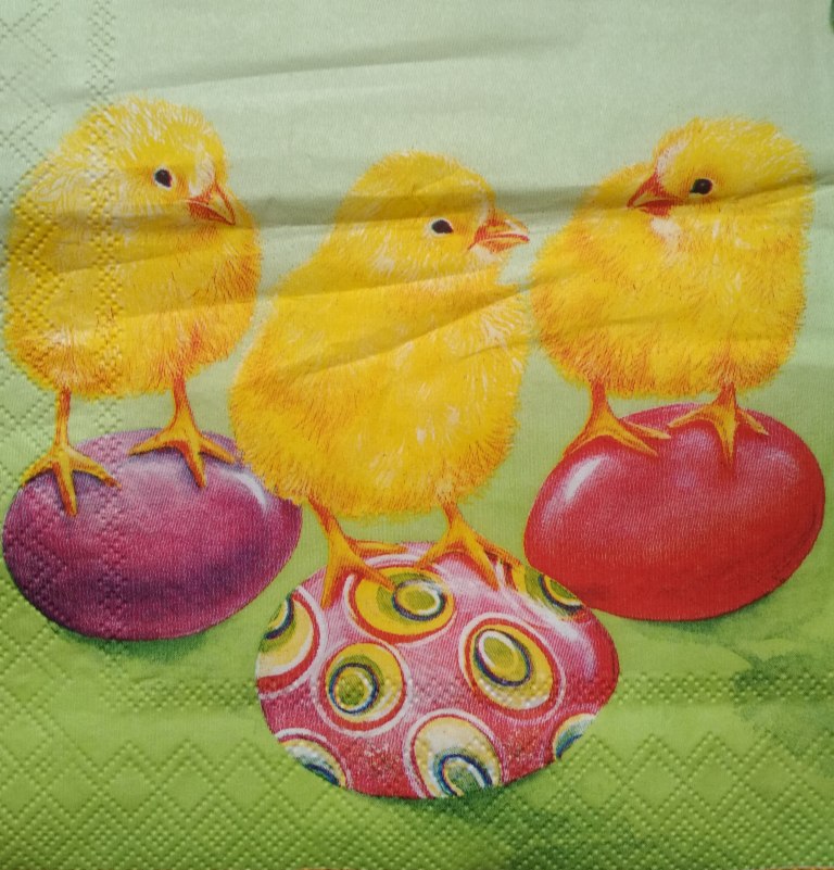 Салфетка для декупажа Цыплята и пасхальные яйца