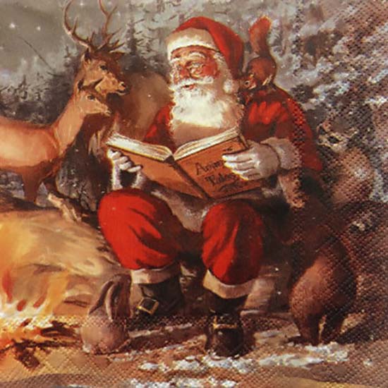 Новогодняя салфетка для декупажа Санта с книгой, АртДекупаж