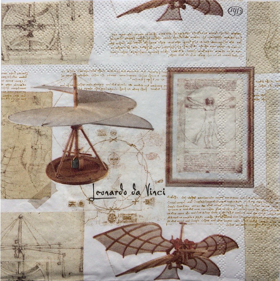 Салфетка для декупажа Изобретения Леонардо