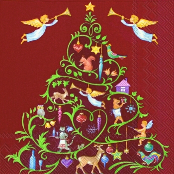 Новогодние декупажные салфетки, Елка с рождественским узором, салфетка для декупажа, купить