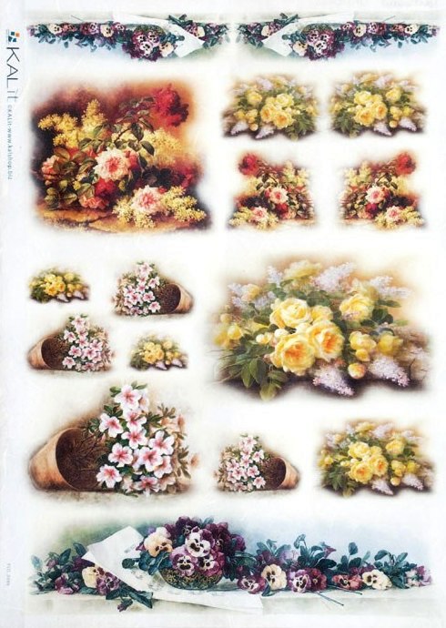 Рисовая бумага для декупажа Букеты цветов, розы, Love2Art - магазин АртДекупаж 