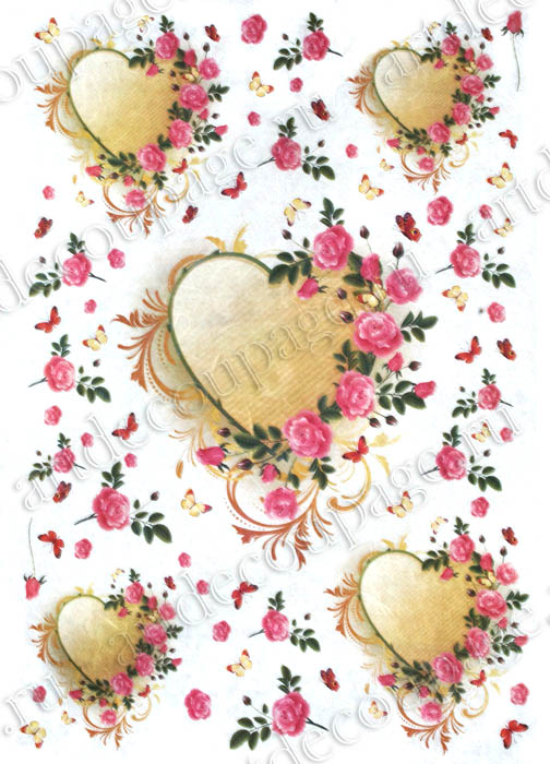 Рисовая бумага для декупажа Сердца в цветах, Love2Art