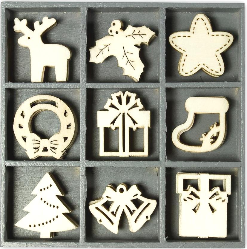 Декоративные элементы плоские деревянные фигурки Рождественские символы, купить 