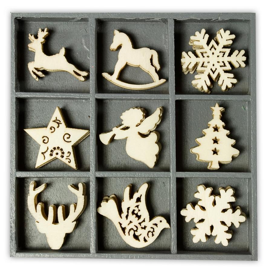 Декоративные плоские деревянные фигурки Рождественские символы, купить 