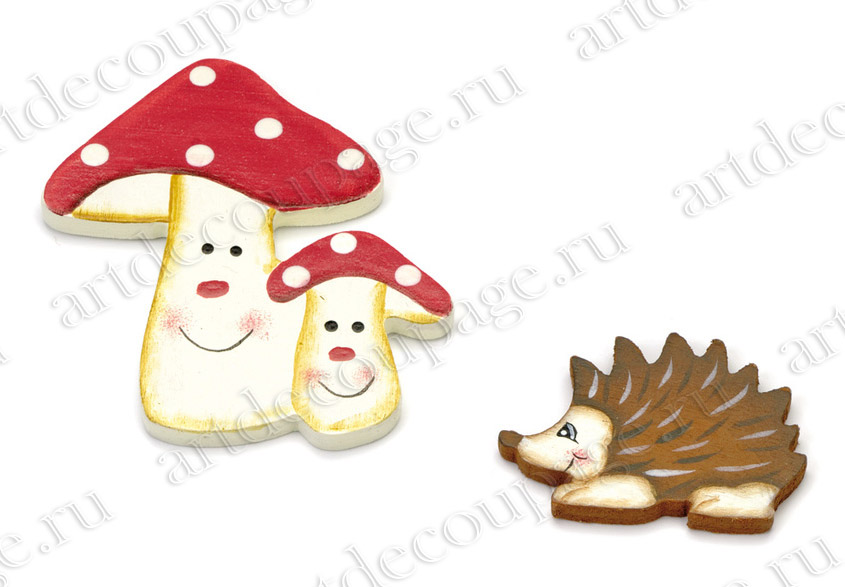 Декоративные элементы для скрапбукинга грибы и ежики, купить