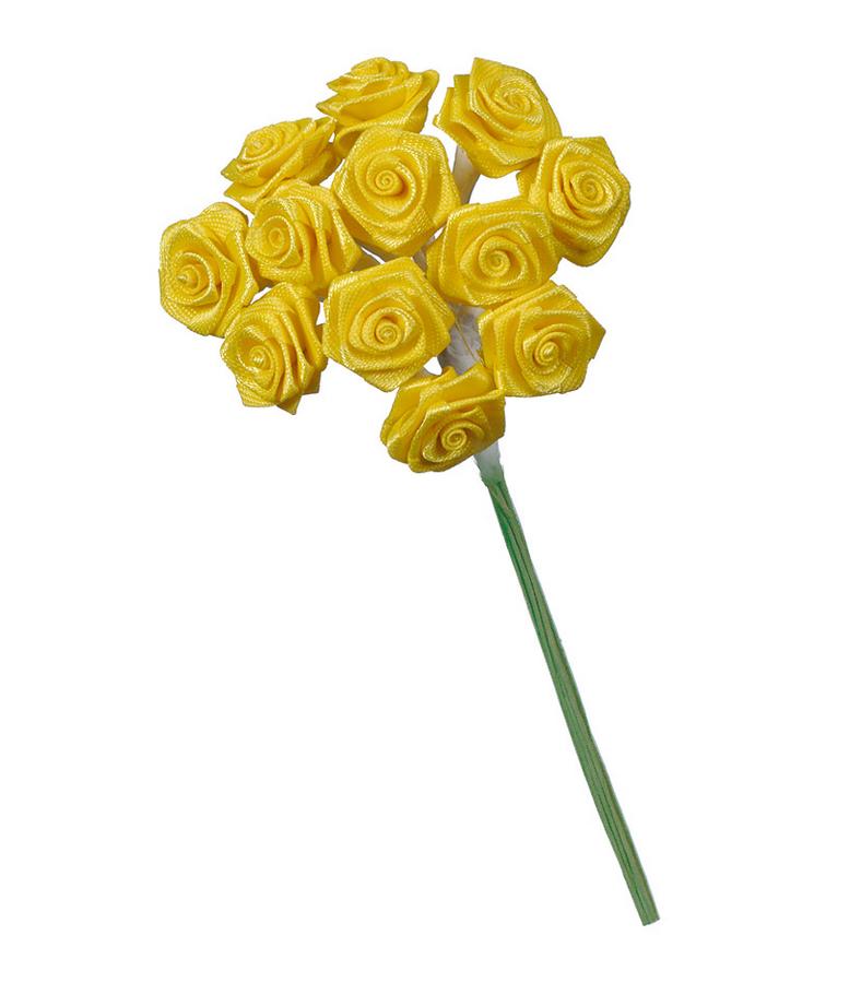 Искусственные миниатюрные цветы, букетик желтые розы для скрапбукинга, флористики купить - магазин АртДекупаж