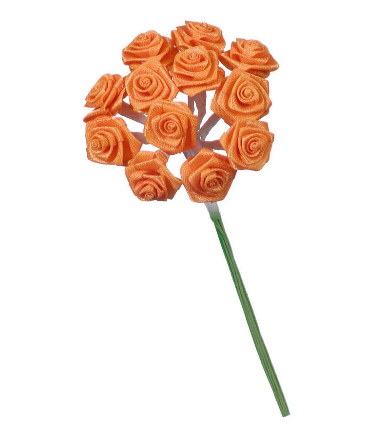 Искусственные миниатюрные цветы, букетик оранжевые розы для скрапбукинга, флористики купить - магазин АртДекупаж