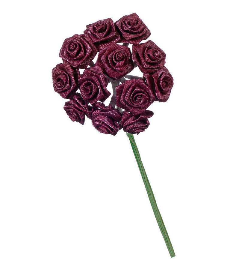 Искусственные миниатюрные цветы, букетик бордовые розы для скрапбукинга, флористики купить - магазин АртДекупаж