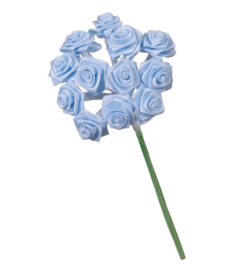 Искусственные миниатюрные цветы, букетик голубые розы для скрапбукинга, флористики купить - магазин АртДекупаж