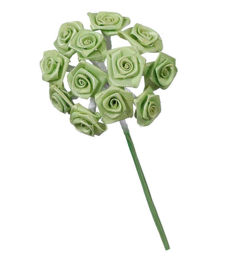 Искусственные миниатюрные цветы, букетик светло-зеленые розы для скрапбукинга, флористики купить - магазин АртДекупаж