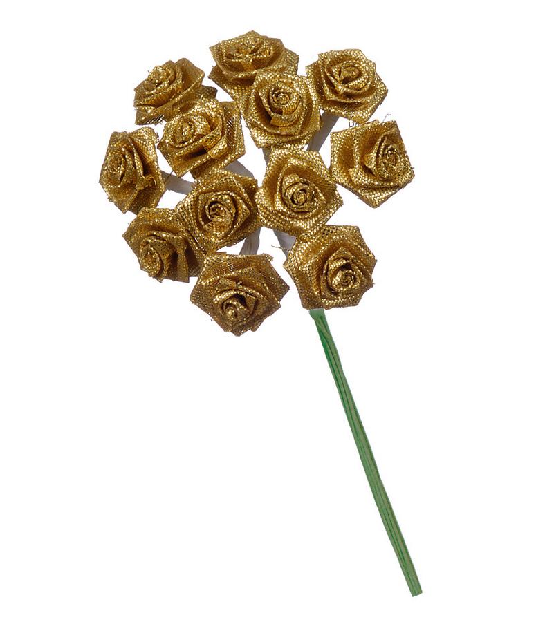 Искусственные миниатюрные цветы, букетик золотистые розы для скрапбукинга, флористики купить - магазин АртДекупаж