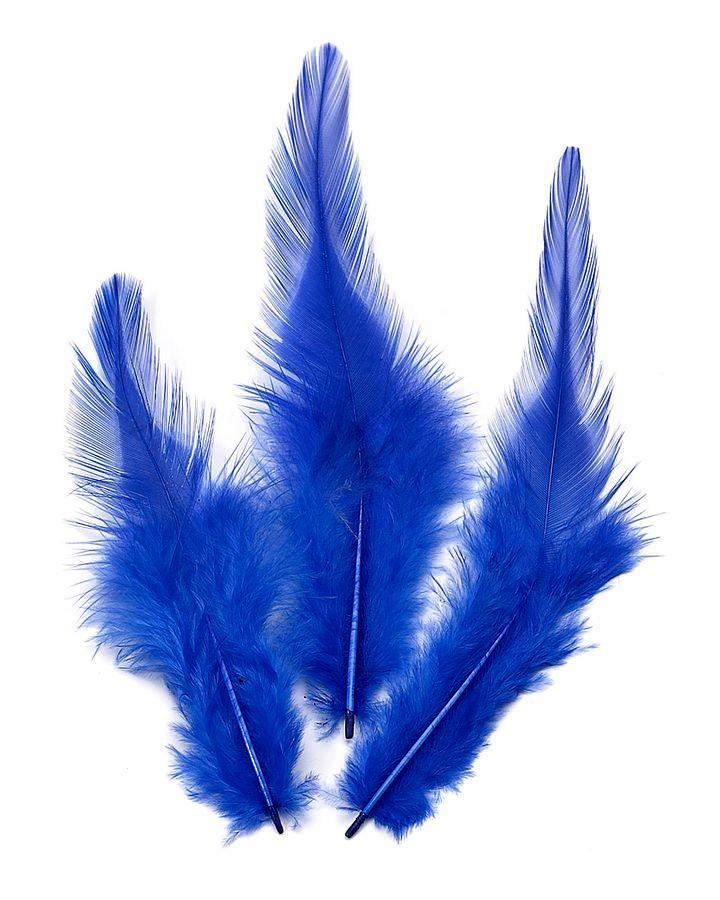 Декоративные перья петушиные синие, натуральное перо для декора, купить