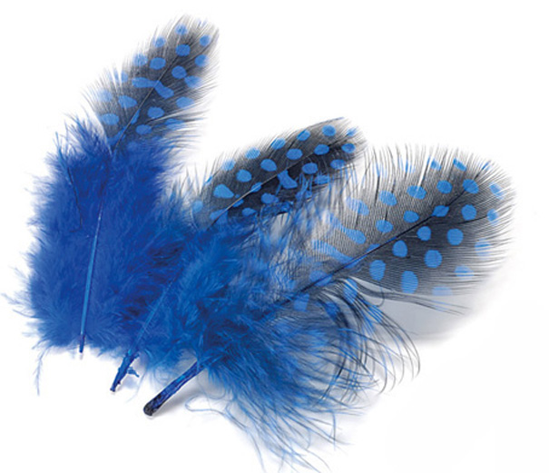 Декоративные перья цесарки синие для скрапбукинга