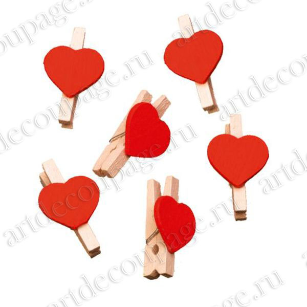 Декоративные деревянные мини прищепки Сердце для скрапбукинга, купить