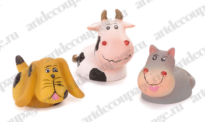 Декоративные фигурки "Собачка, кошка, корова" для миниатюрных композиций