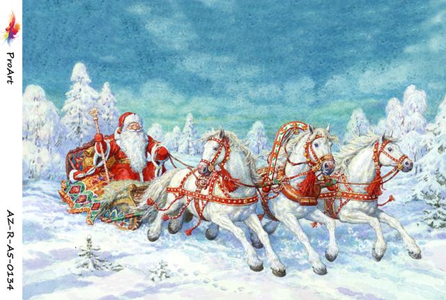 Световая фигура Дед Мороз в санях с лошадьми
