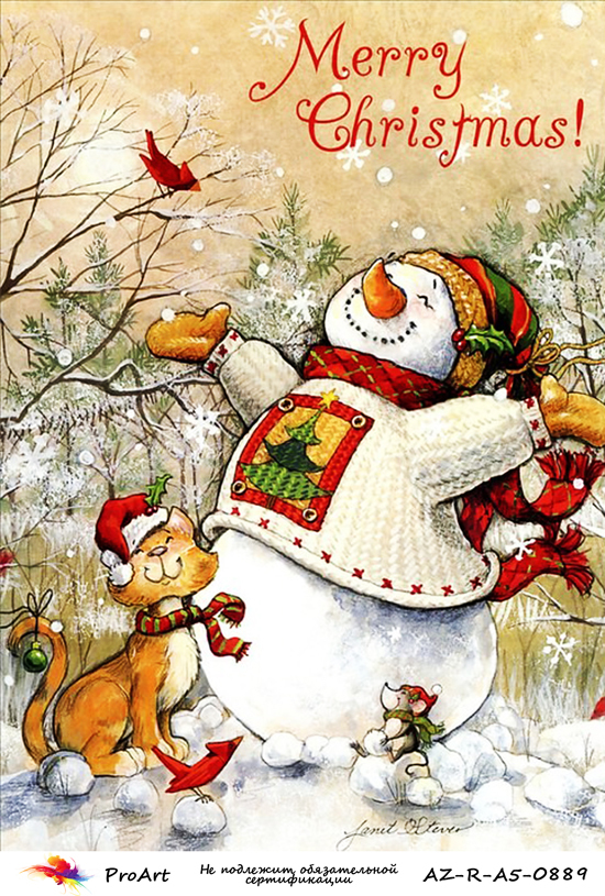 Новогодняя рисовая бумага для декупажа Веселый снеговик