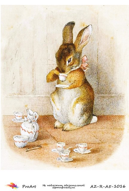 рисовая бумага для декупажа Кролик с чашкой чая, декупажные рисовые карты 