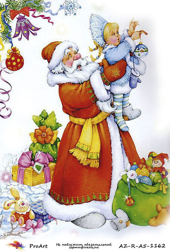 рисовая бумага для декупажа Дед Мороз, Снегурочка и подарки