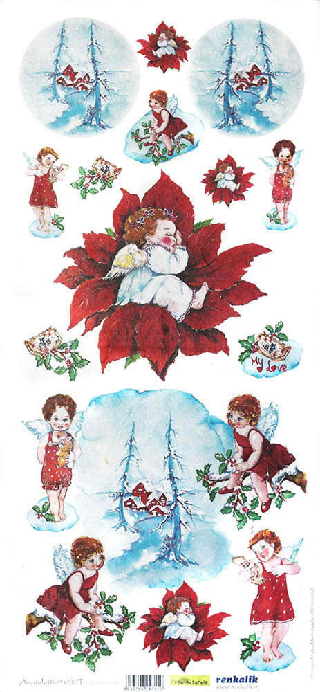 Рисовая бумага для декупажа новогодняя, рождественская Спящий ангелочек, купить - магазин АртДекупаж