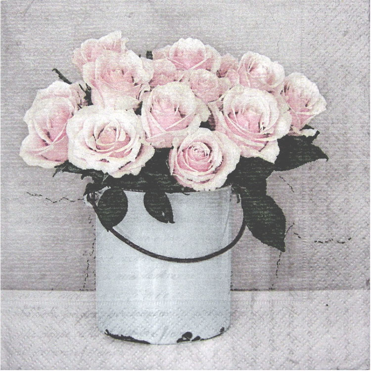 Салфетки для декупажа Ведерко с розами, Sagen Vintage Design купить