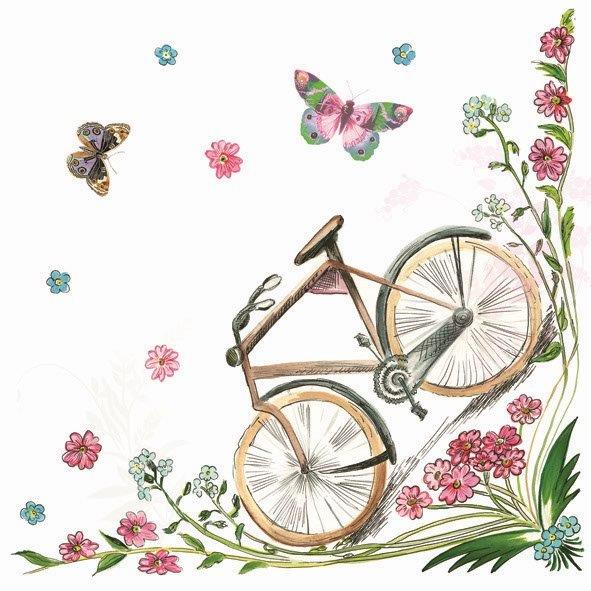 салфетка для декупажа POL-MAK Велосипед и бабочки