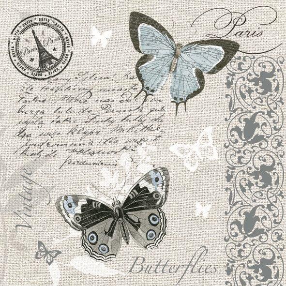 салфетка для декупажа Бабочки, текст и орнамент